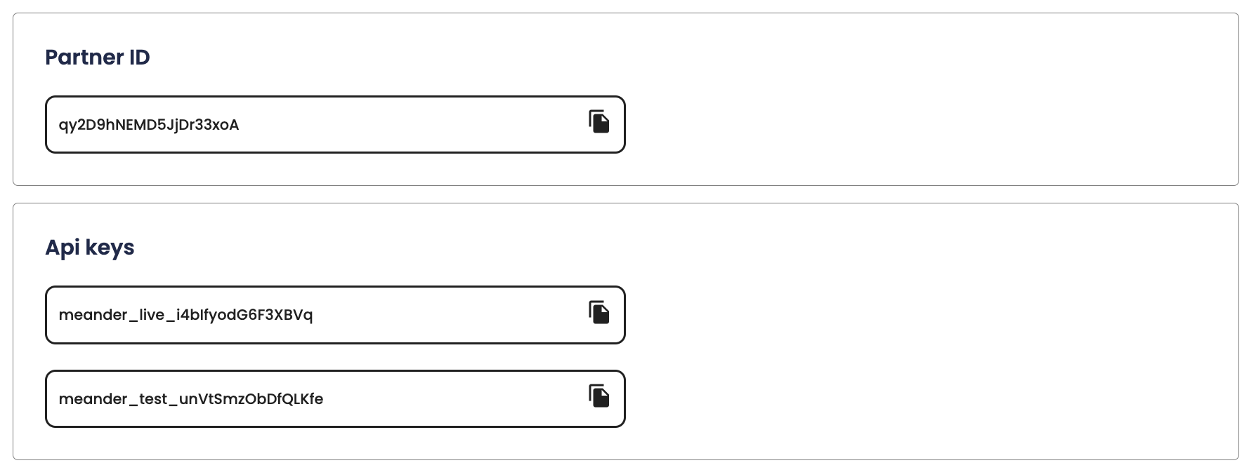 Partner ID & Api Key